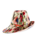 Printed Sidesweep Hat w/ Pin, Multicolor