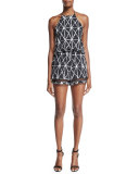 Napa Geometric-Print Romper, Black Flag