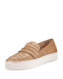 Lounge Crocodile-Embossed Loafer Sneaker, Ivory