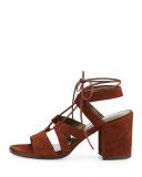 Bigtiegirl Suede Lace-Up Sandal, Walnut