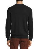 Cashmere Long-Sleeve V-Neck Sweater, Black