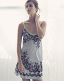 Antique-Lace-Print Microfiber Chemise