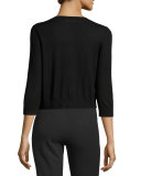 Long-Sleeve Cashmere Cardigan Sweater, Black