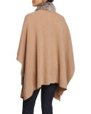 Fur-Trim Cashmere Cape, Tuscany