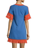 Marissa Lace Crochet Dress, Hudson Blue/Poppy Red 