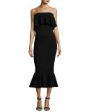 Strapless Flounce Top, Black