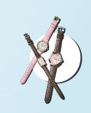 Agnes Varis 32mm Alligator Strap Watch with Amethysts 