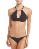 Amber Beaded Strappy Swim Bottom, Brown