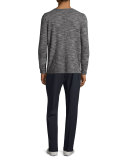 Cashmere-Blend Melange Long-Sleeve Shirt, Black/White