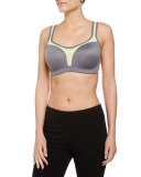 Colorblock Sport Contour Bra, Platinum/Green