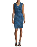 Leora Silk Diagonal Dots Sheath Dress