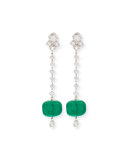 18K White Gold Emerald & Diamond Drop Earrings