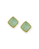 Aruba Diamond-Shaped Stud Earrings, Chrysoprase