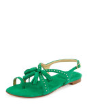 Flapagain Suede Flat Tassel Sandal, Trebol