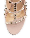 Rockstud Colorblock Caged 100mm Sandal, Sasso/Poudre