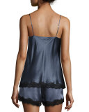 Lace-Trimmed Silk Lounge Tank