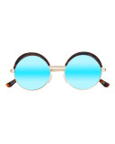 Jester Mirrored Round Metal Sunglasses, Gold