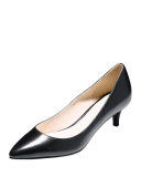 Juliana Low-Heel Leather Pump, Black