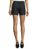 Solid Linen-Blend Shorts, Black