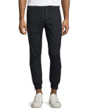 Linen-Blend Flight Pants, Black