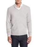 Cashmere V-Neck Sweater, Gray