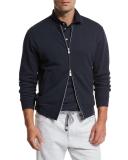Zip-Front Spa Sweatshirt, Blue/Gray