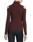 Jemliss Ribbed Cold-Shoulder Sweater