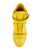 Men's Double-Strap Leather High-Top Sneaker, Yellow