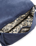Paris Rocks Suede Shoulder Bag, Navy 