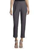 Washable Stretch-Crepe Ankle Pants, Ash