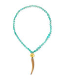 Amazonite Necklace with Horn Pendant