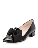 gino velvet bow loafer pump, black
