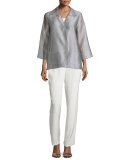 Occasion Organza Easy Shirt, Platinum, Plus Size