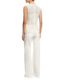Edie Sleeveless Lace Top, White