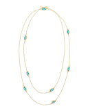 Blue Topaz Two-Strand Leaf Station Necklace, 36"