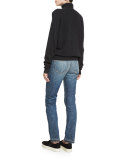 Cashmere Drop-Shoulder Turtleneck Sweater, Heather Charcoal