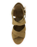 Avery Crisscross Nubuck City Sandal, Olive