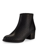 Kaycee Woven Leather Bootie, Black
