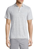 Feeder Stripe Short-Sleeve Polo Shirt, Linen White/Steel