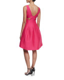 Sleeveless Cutout Faille Cocktail Dress, Cerise