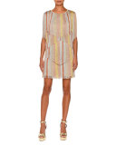 Metallic Layered-Fringe Dress, Rose Gold