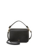 Saffiano Leather Micro Satchel Bag, Black