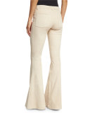 Suede Bell-Bottom Five-Pocket Pants, Champagne