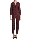 Tina Jacquard Ankle Pants, Marsala