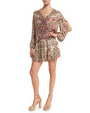 Sagat Long-Sleeve Floral Silk Blouse, Talitha