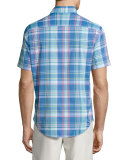 Colt Performance Plaid Short-Sleeve Shirt, Blue