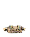 Baguette Heart-Stud Wave Shoulder Bag, Natural