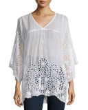 Avy 3/4-Sleeve Eyelet Tunic 