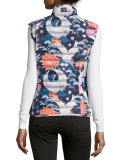 Mia Floral/Crane-Print Quilted Vest 