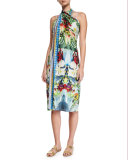 Long Printed Sarong Coverup, Exotic Hypnotic